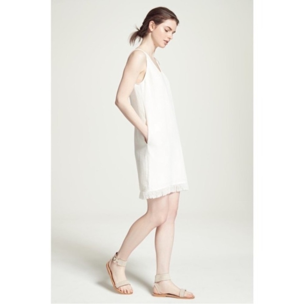 Theory Oekel Fringe Hem Linen Shift Dress